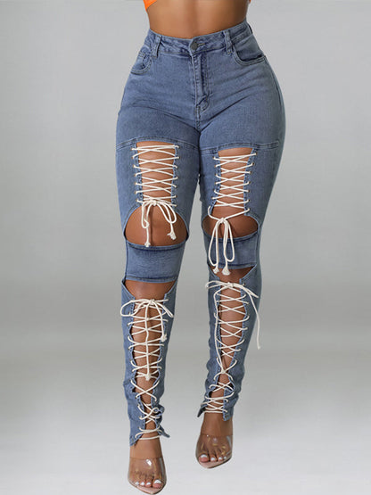Lace Up Jeans