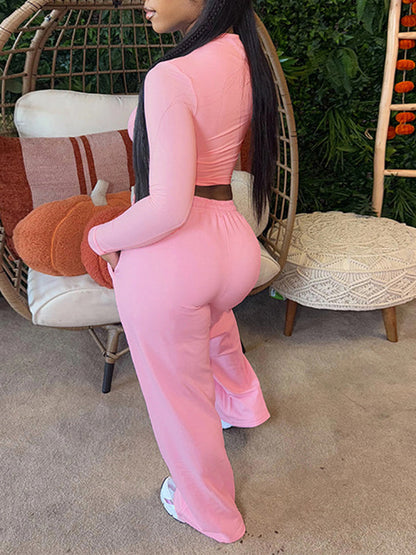 Solid Top & Drawstring Pants Set