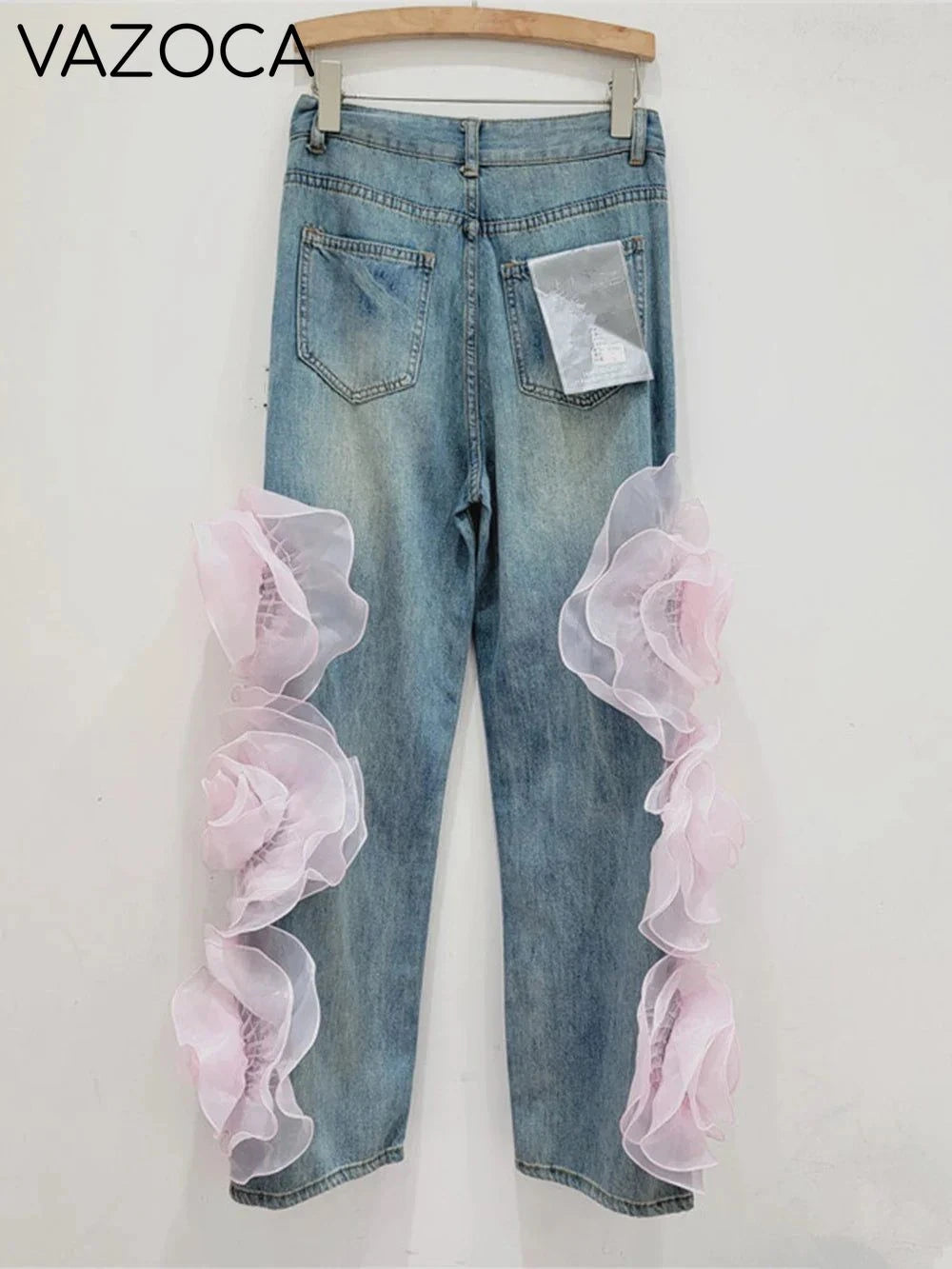 3D Flowers High Waist Jeans