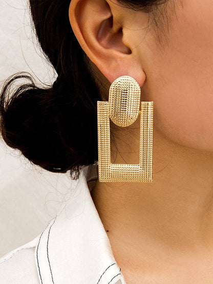 Square Dangling Hollow Earrings