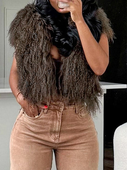 Faux-Fur Hoodie Top