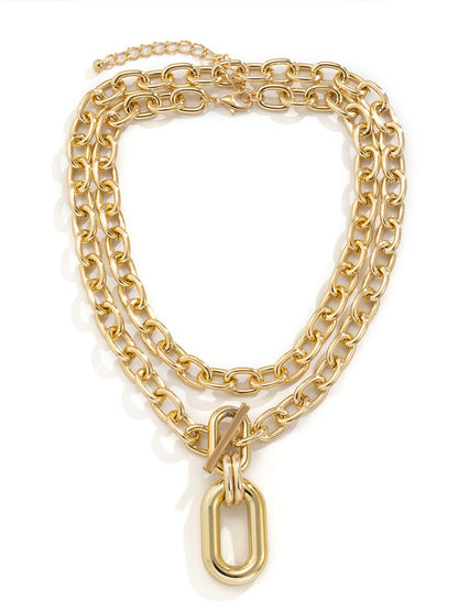 Punk Style Buckle Stacked Necklace