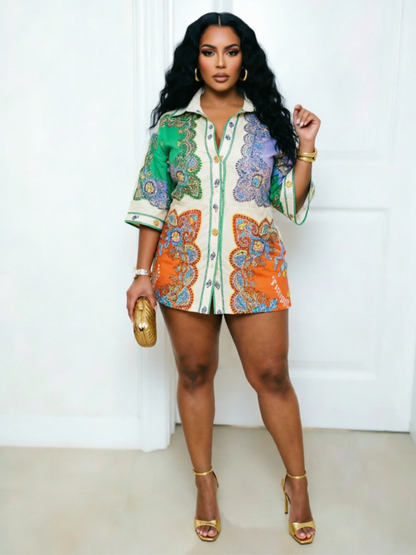 Printed Shirt Dress