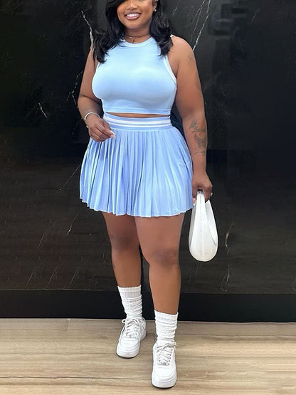 Crop Top & Pleated Tennis Skirt Set