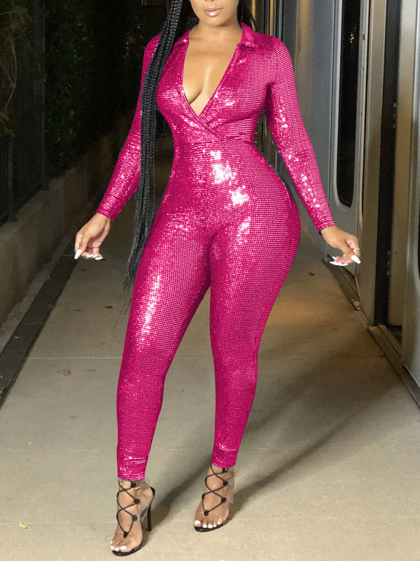 Sparkle V-Neck Jumpsuit