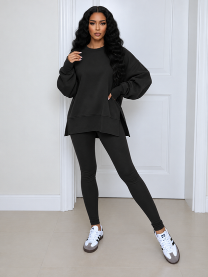 Solid Sweatshirt & Skinny Pants Set