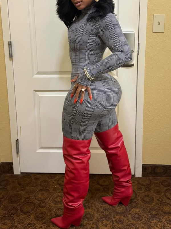 Plaid Skinny Jumpsuit