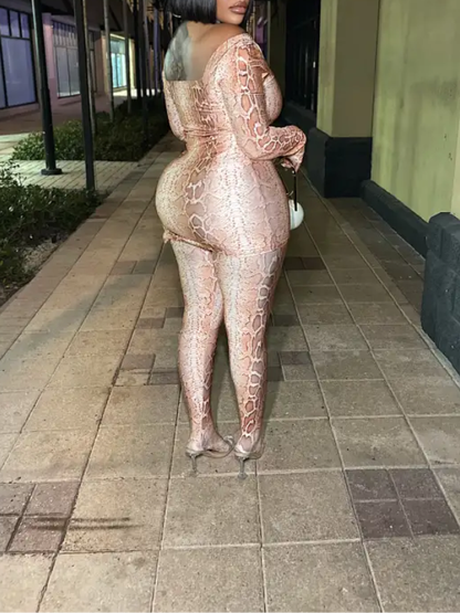 Slit Snake-Print  Top & Pants Set