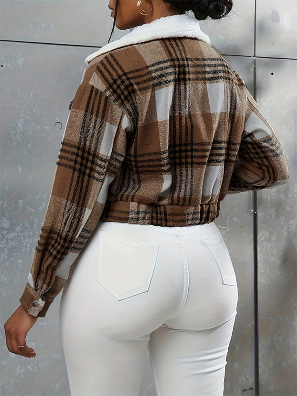 Plaid Zip-Front Jacket