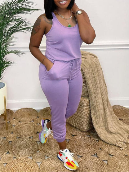 Sleeveless Drawstring Jumpsuit