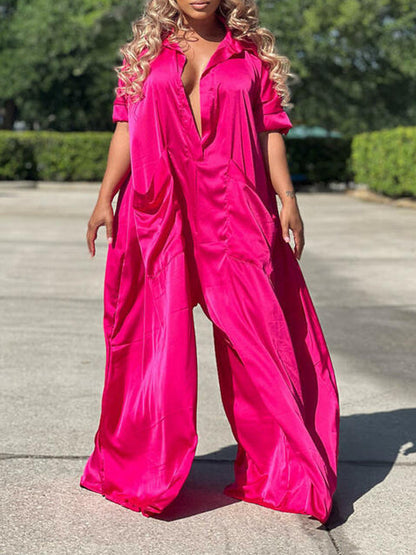Plunge Wide-Leg Jumpsuit