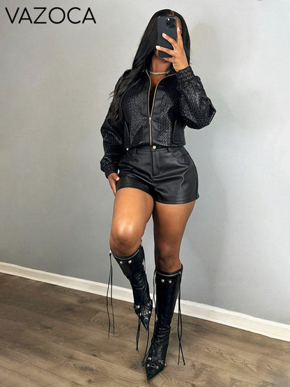 Leather Braid Jacket & Shorts Set