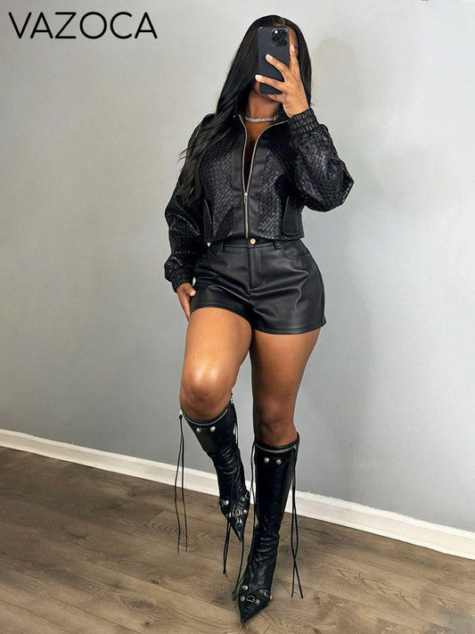 Leather Braid Jacket & Shorts Set
