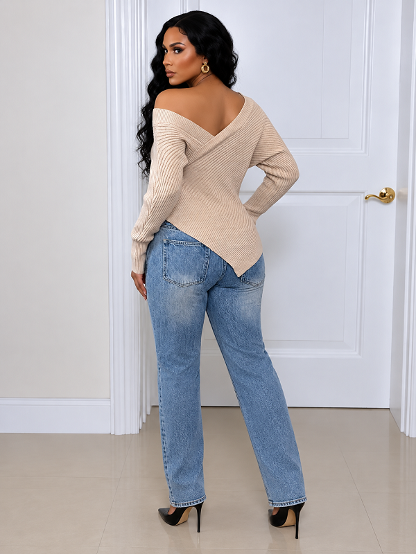 Solid Asymmetrical Sweater