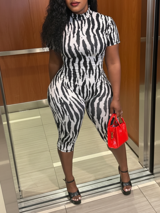 Printed Open-Back Romper