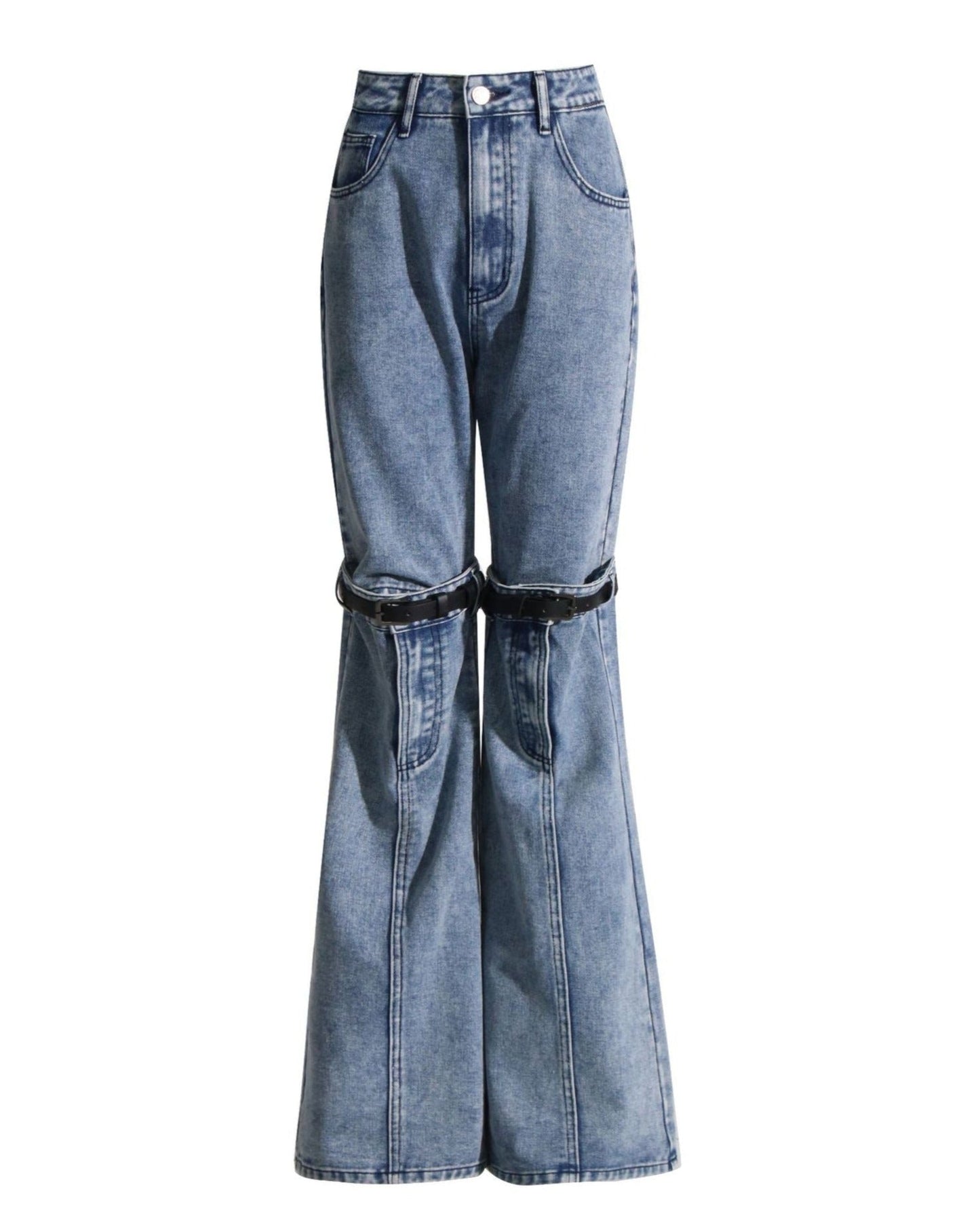 Retro Mid-Waist Straight Leg-Revealing Casual Trousers Women