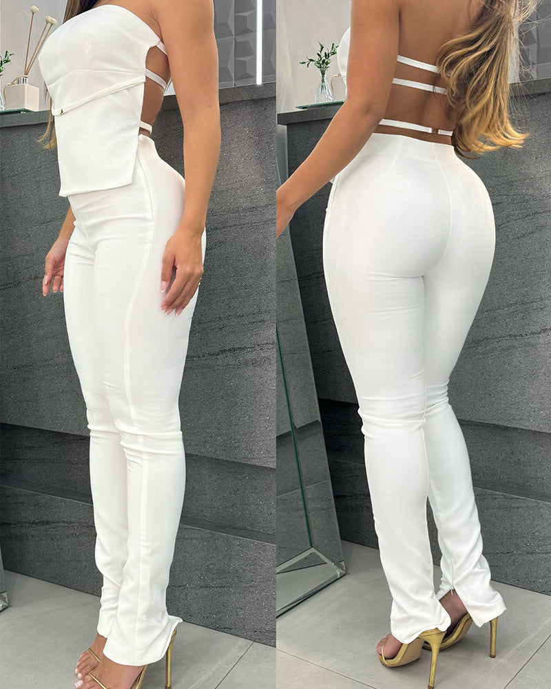 Simple and Elegant Stretch Backless Suit (Pre-sale)