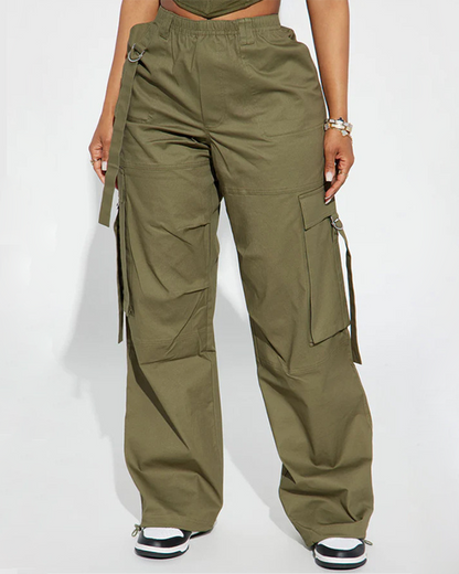 Multi-Pocket Elasticated Waist Cargo Pants