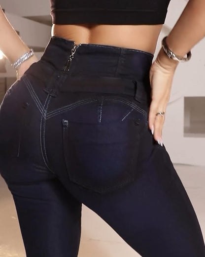 Back-Zip High-Waisted Hip-Lifting Jeans (Pre-sale)