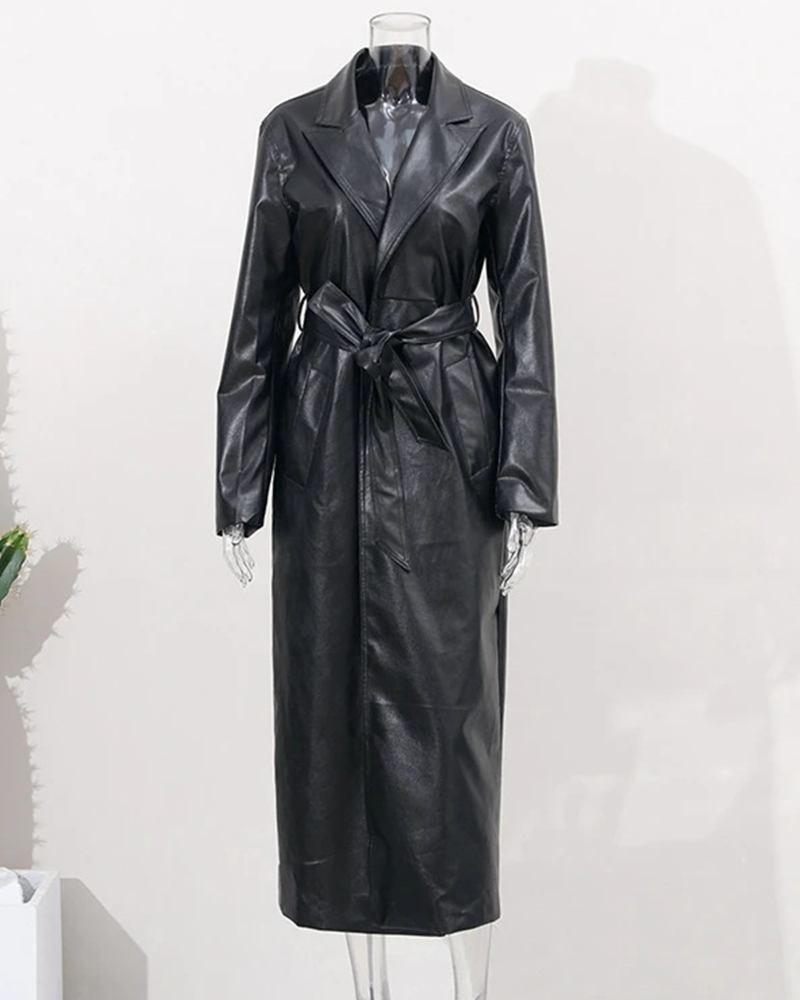 Imitation leather PU Overcoat