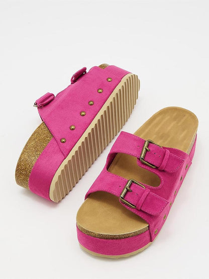 Double Buckle Strap Platform Sandals