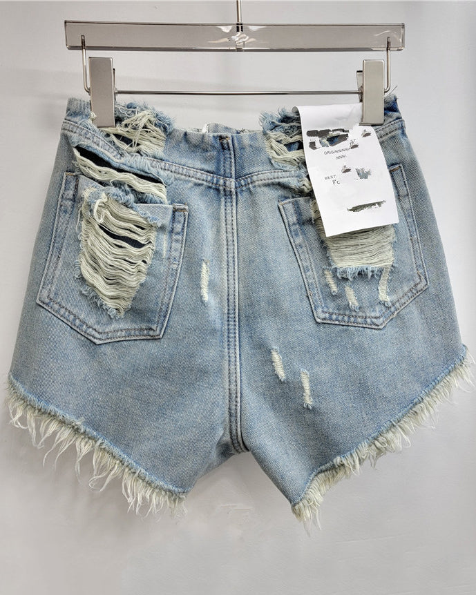 Ripped Beggar Cut-off Denim Shorts