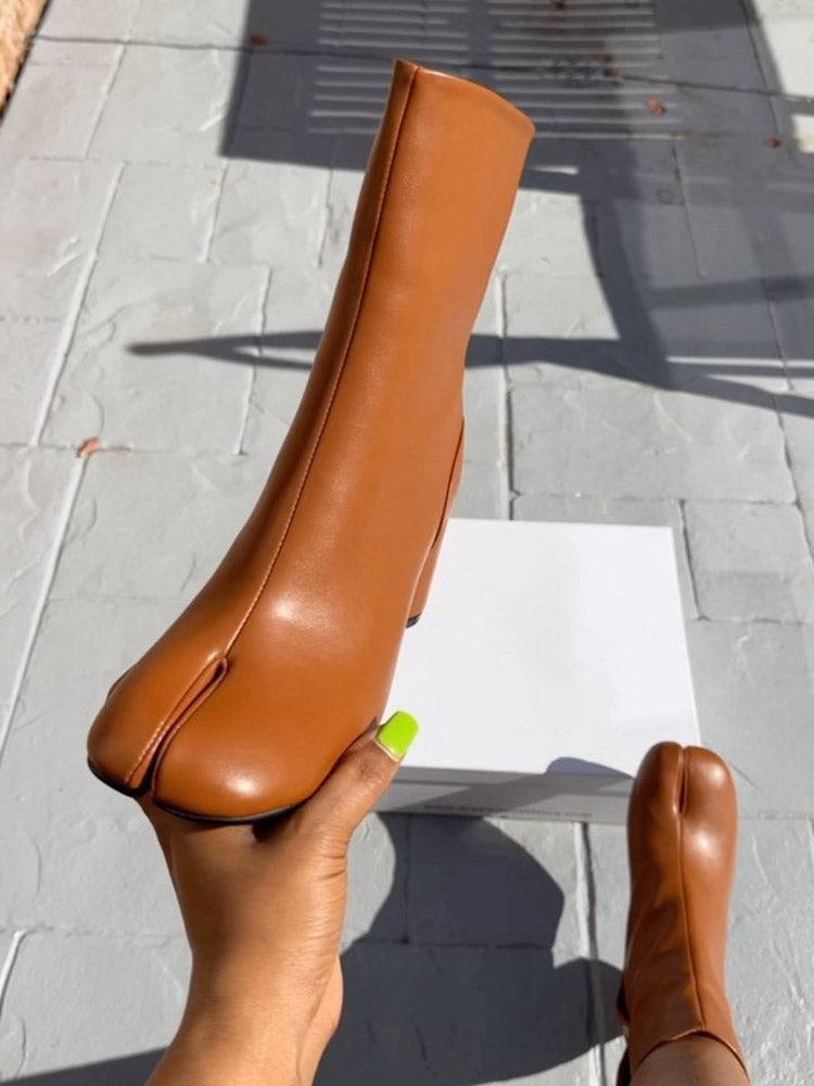 Split Toe Tabi Chunky Heel Boots