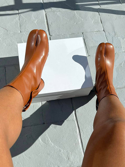 Split Toe Tabi Chunky Heel Boots