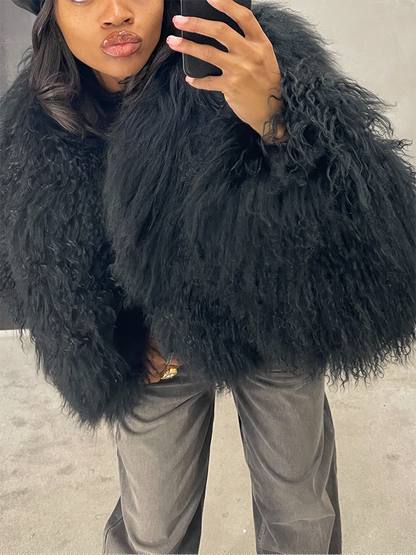 Cloud Mongolian Fur Jacket