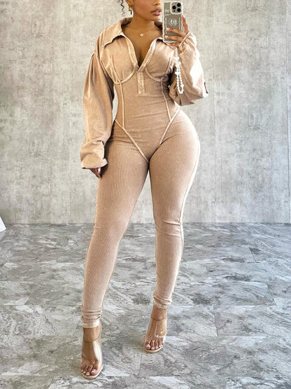 Mineral Washed Corset Jumpsuit