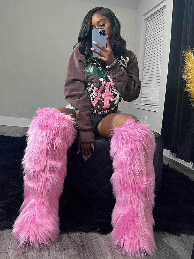 Fluffy Statement Faux Fur Boots