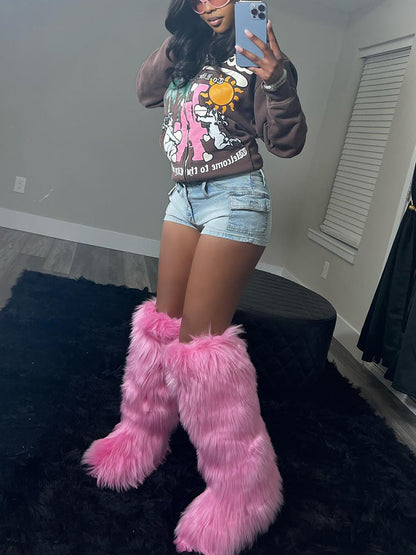 Fluffy Statement Faux Fur Boots