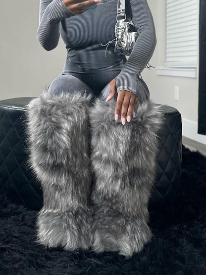 Fluffy Statement Faux Fur Boots