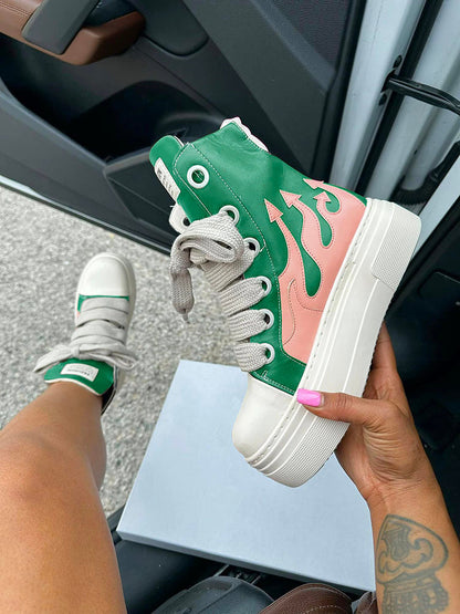 PU Flame High-Top Sneakers