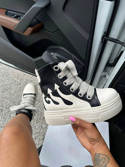 PU Flame High-Top Sneakers