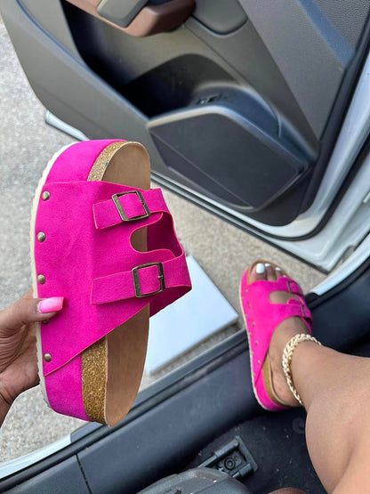 Double Buckle Strap Platform Sandals