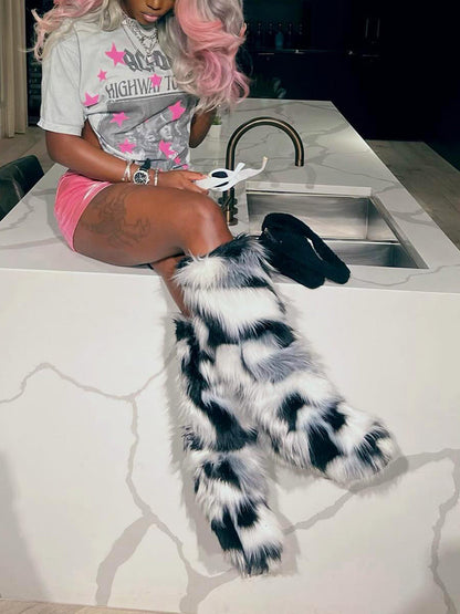 Fluffy Statement Faux Fur Boots