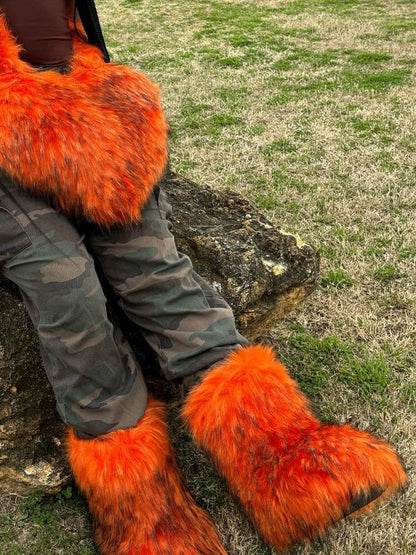 Fluffy Faux Fur Mid-Calf Booties