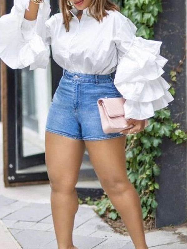 Solid Tiered-Sleeve Shirt