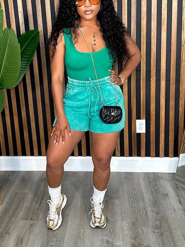 Washed Tank Top & Shorts Set