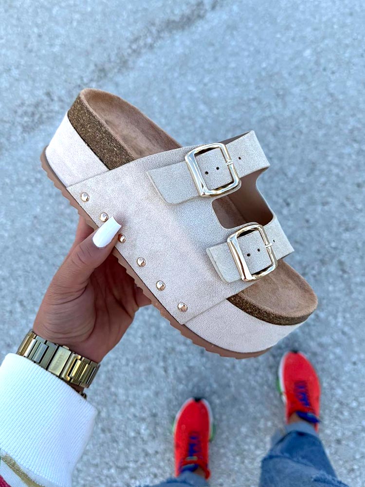 Double Buckle Strap Platform Sandals