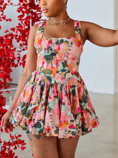 Floral Bubble Mini Dress