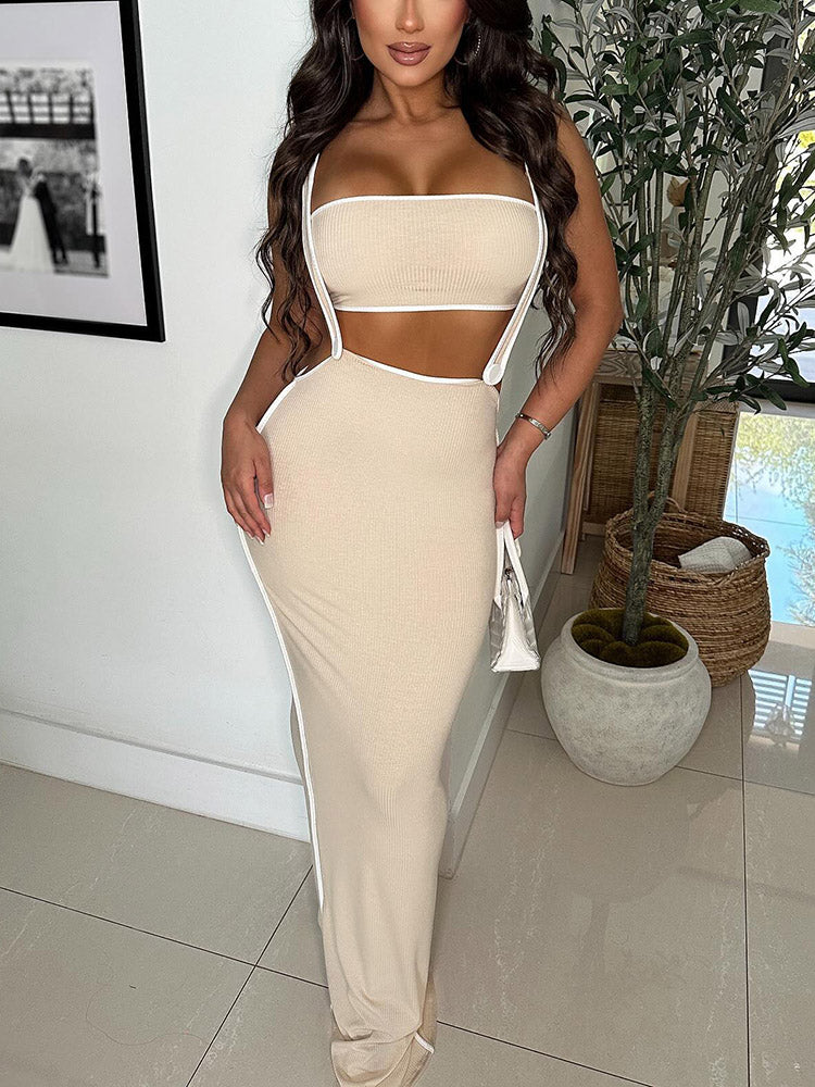 Tube Top Suspender Dress Set