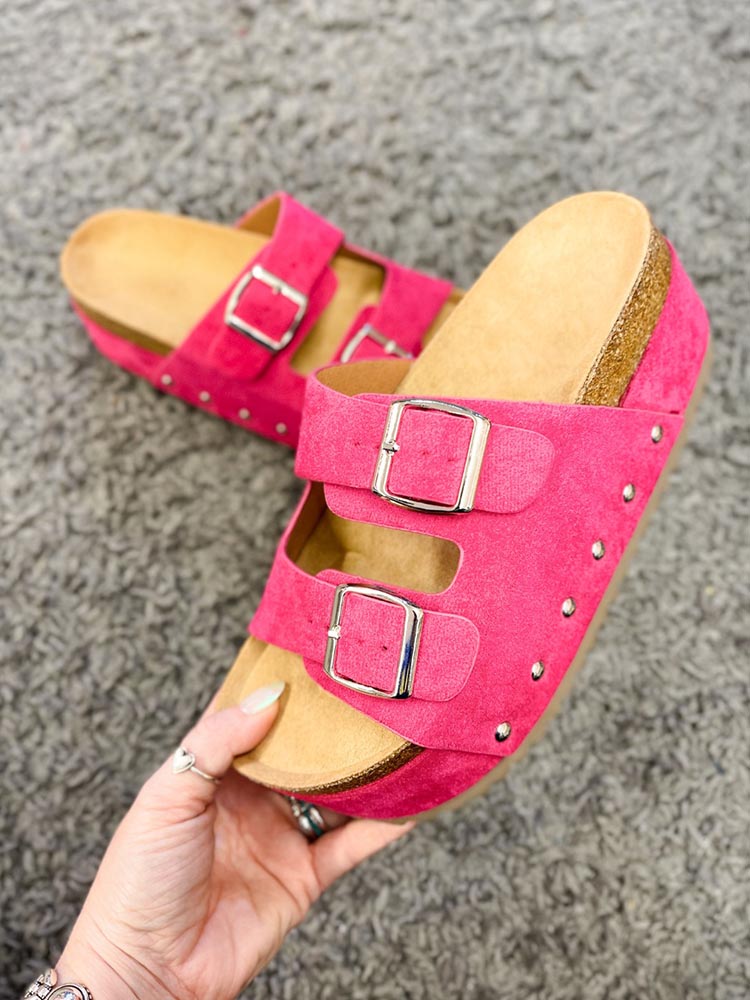 Double Buckle Strap Platform Sandals
