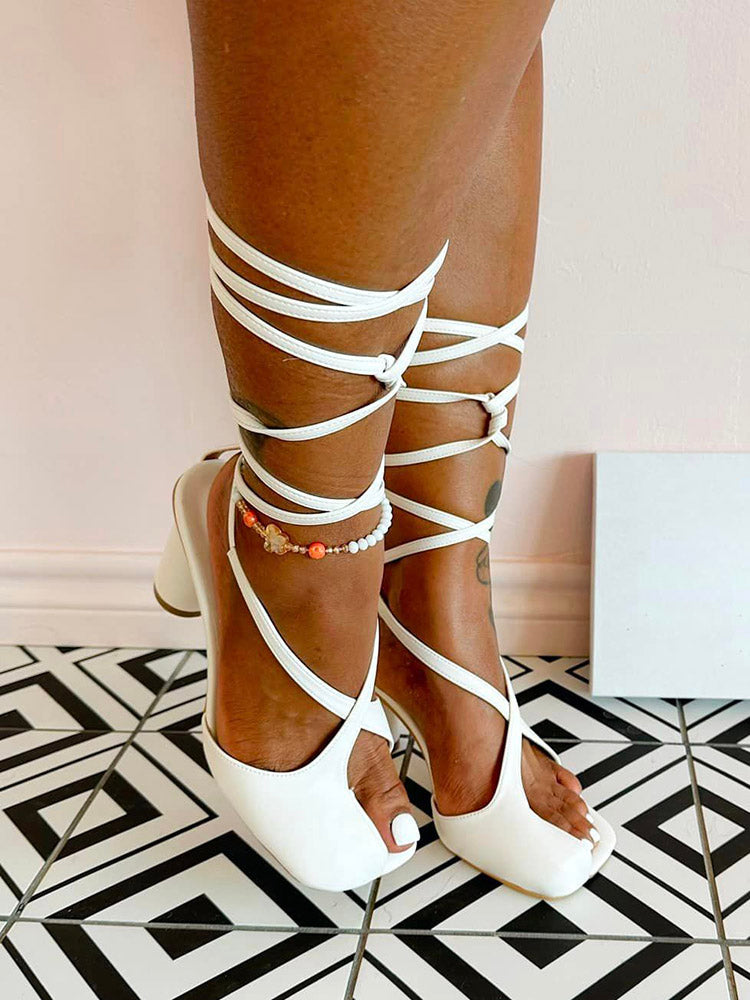 Open Toe Lace-Up Sandals