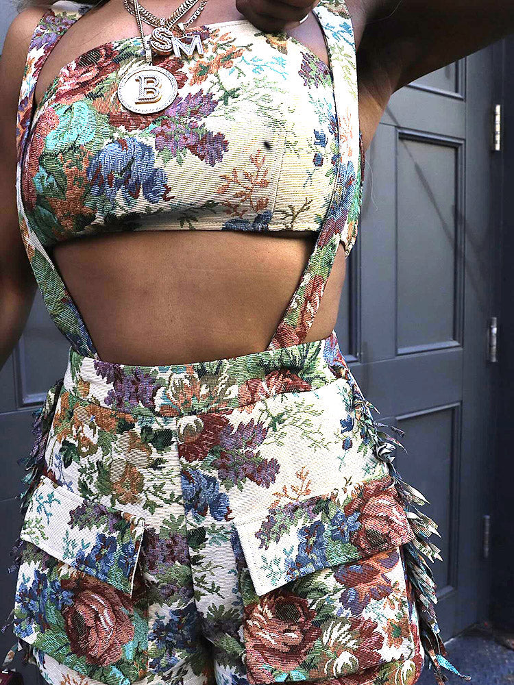 Vintage Tube Top & Overalls Set