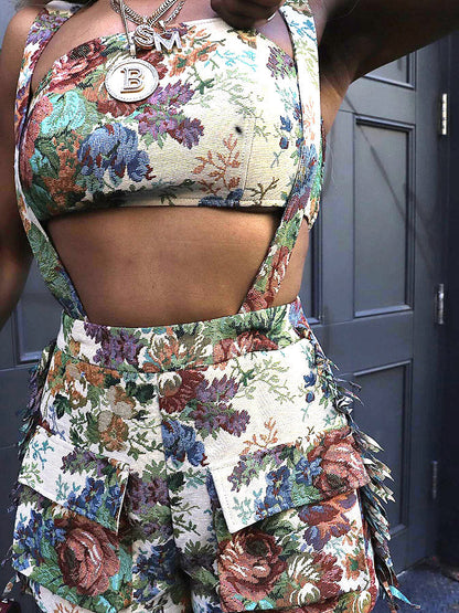 Vintage Tube Top & Overalls Set