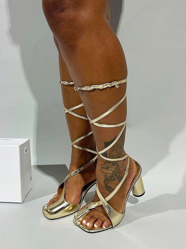 Open Toe Lace-Up Sandals
