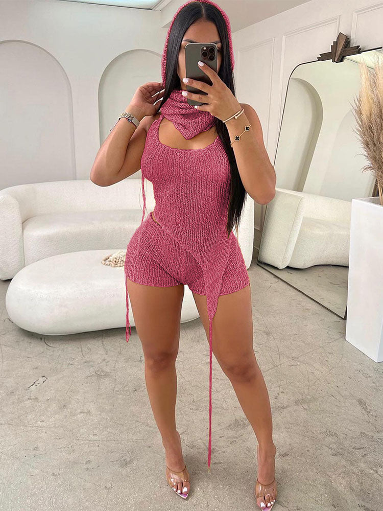 Glitter Crochet Three Piece Set