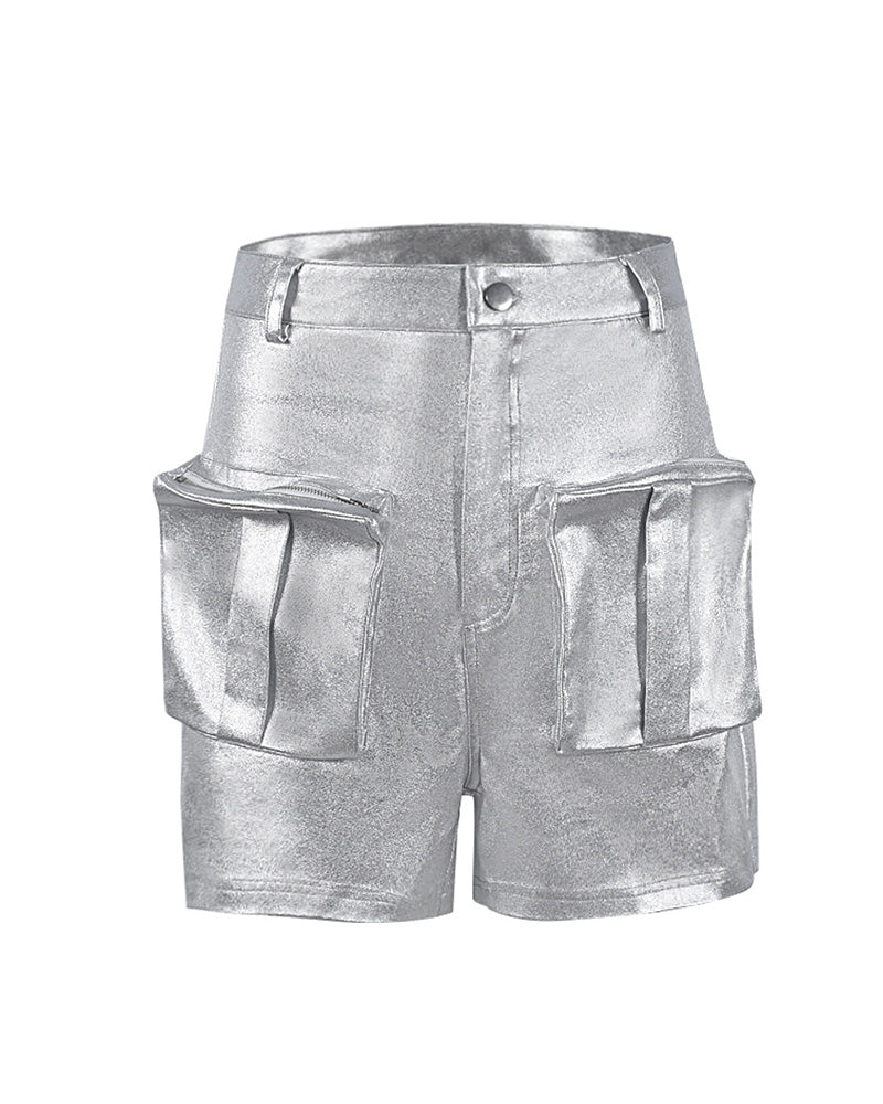 Sexy Bronzing Metallic Stretch Shorts